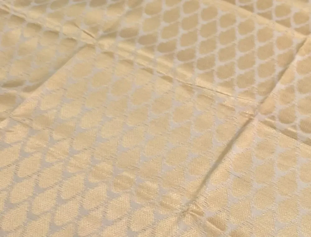 Butter Yellow Brocade Fabric Geometric Ogee Lattice Material 44
